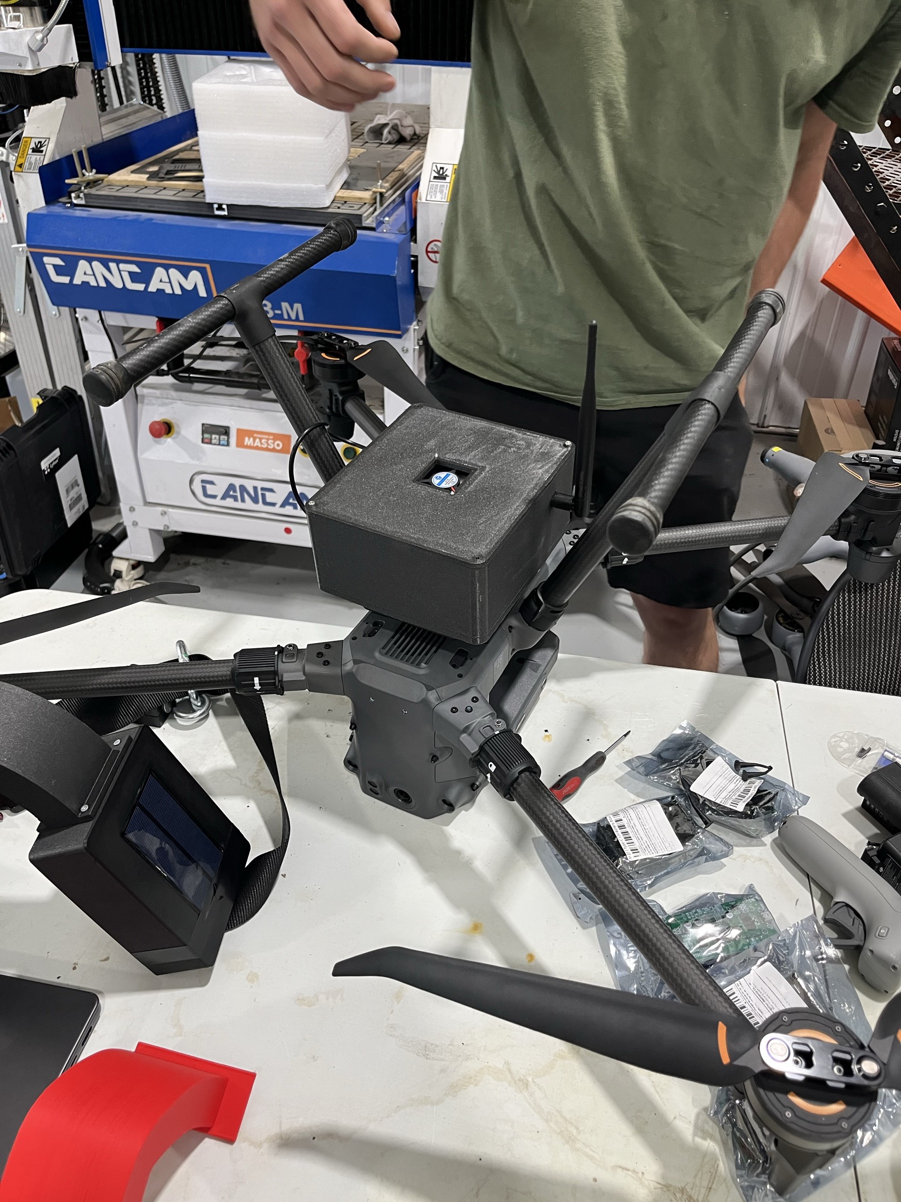 Agrivanna's mobile drone base station in the workshop